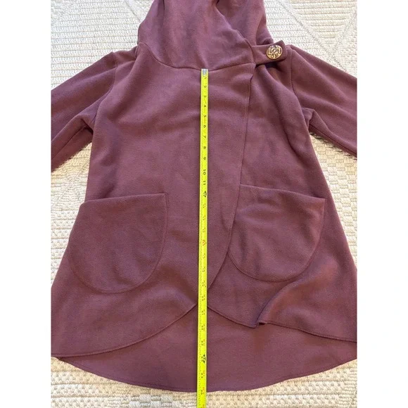 Zig Zag Asian Collection Purple Fleece Hooded Wrap Jacket Women's Medium Nepal - Picture 14 of 14